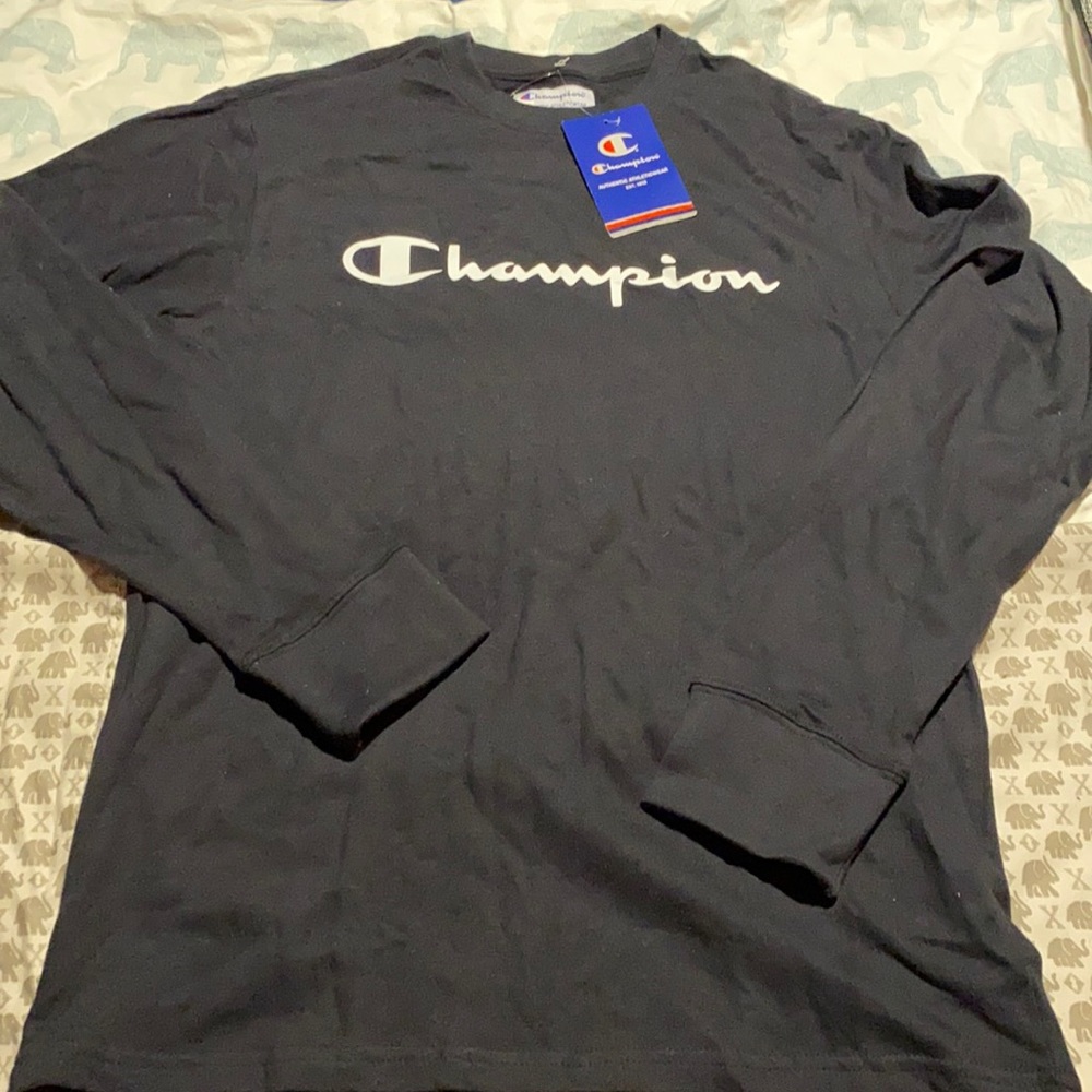 Champion Black Cotton Logo Top New With Tags